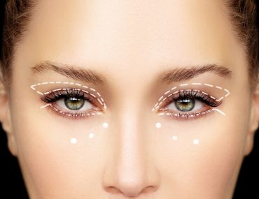 Perforation Lines On Females Face, Plastic Surgery Concept.