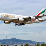 Emirates Airbus A380 Airplane Barcelona Airport