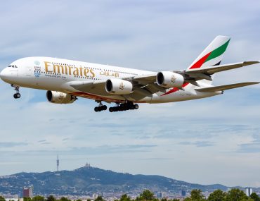 Emirates Airbus A380 Airplane Barcelona Airport