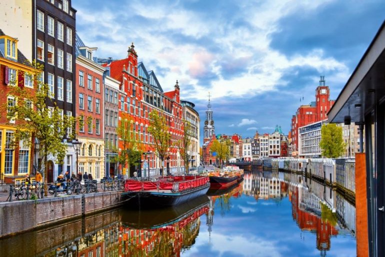 River Houses In Amsterdam Netherlands