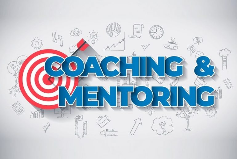 Coaching And Mentoring Creative Business Concept. Web Design Template.